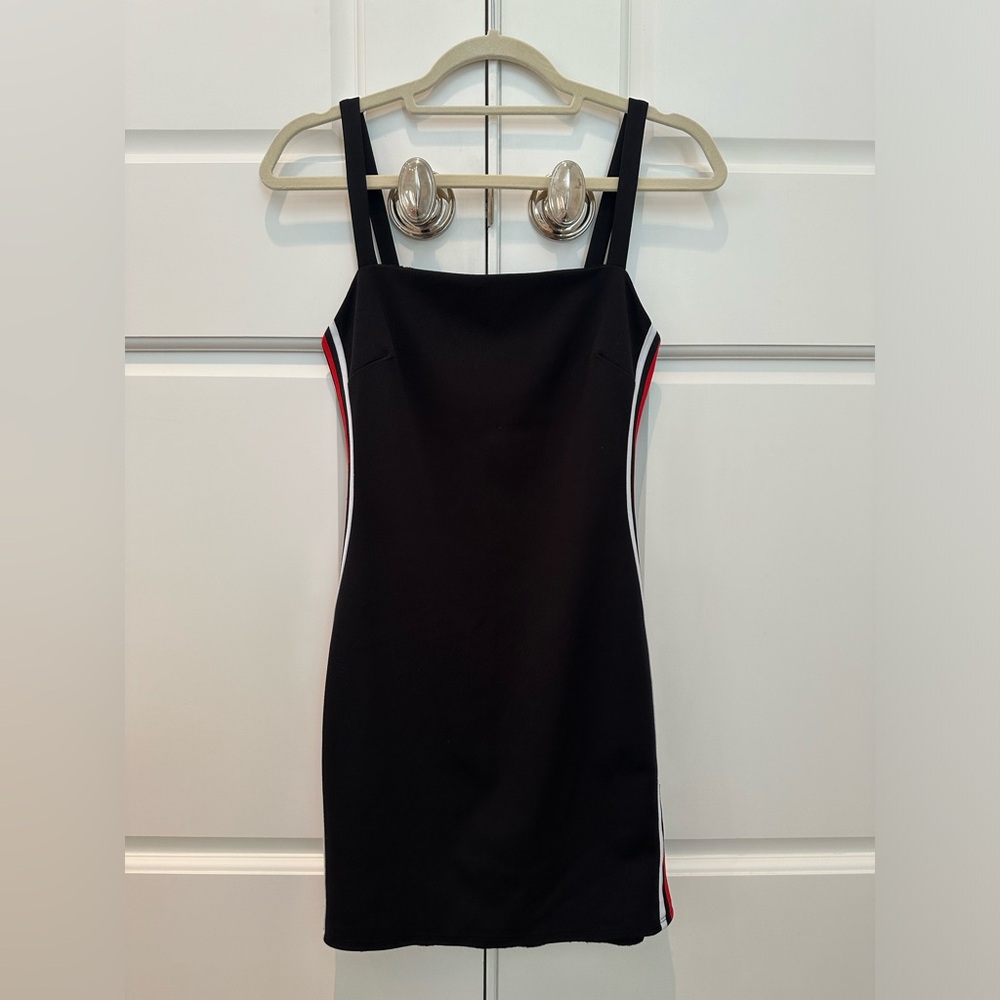 Black striped mini dress